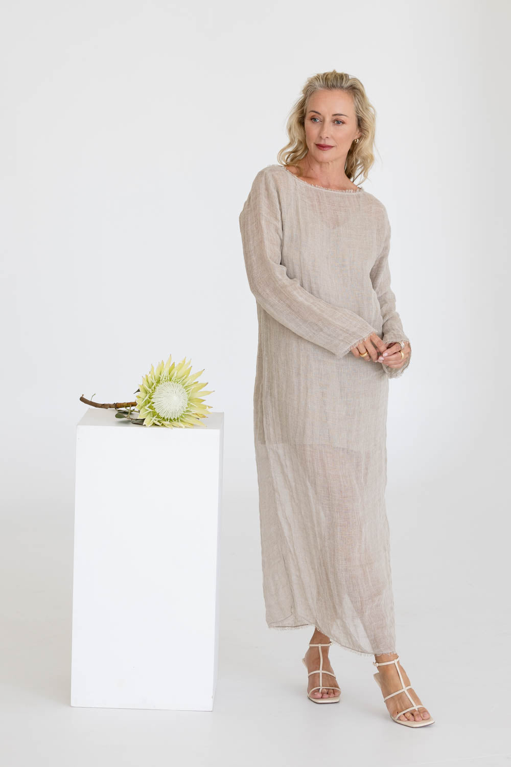 Mode Linen Dress - Natural