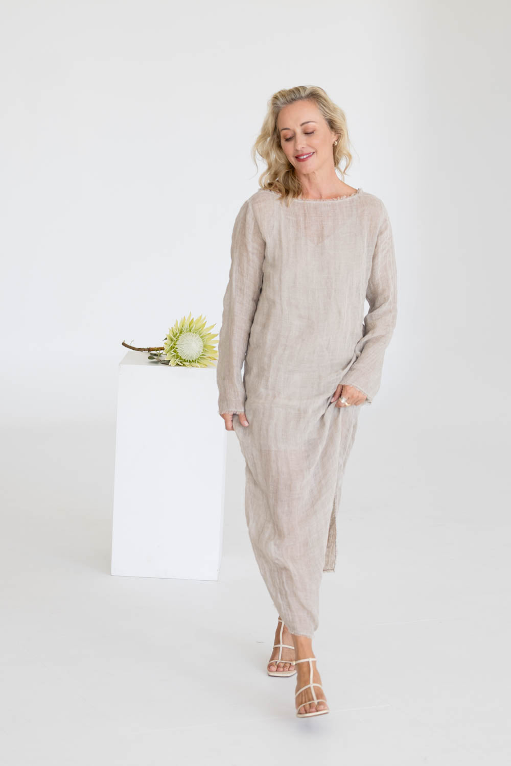 Mode Linen Dress - Natural