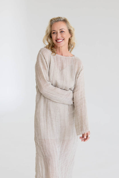 Mode Linen Dress - Natural