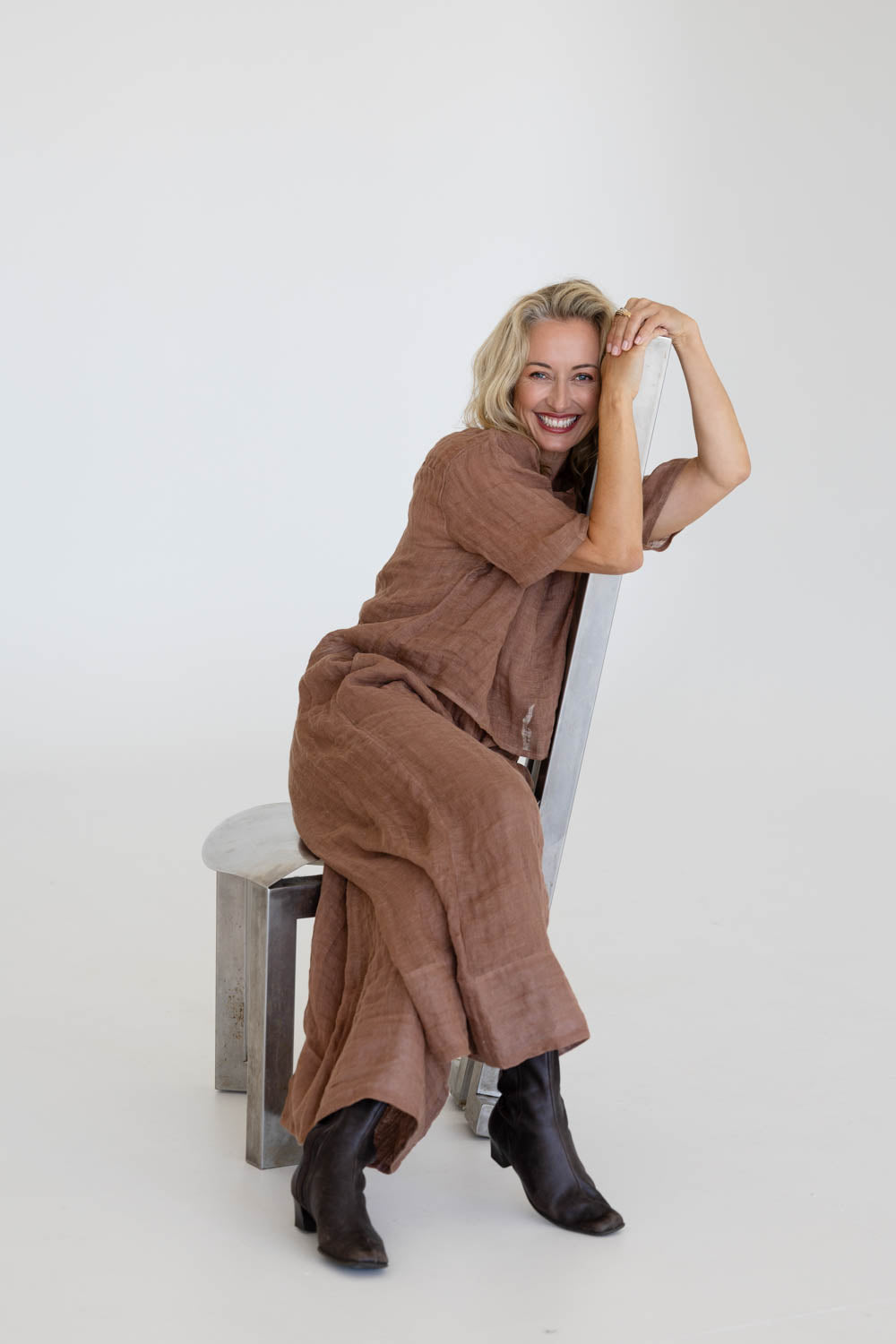 Olivia Linen Top - Clay