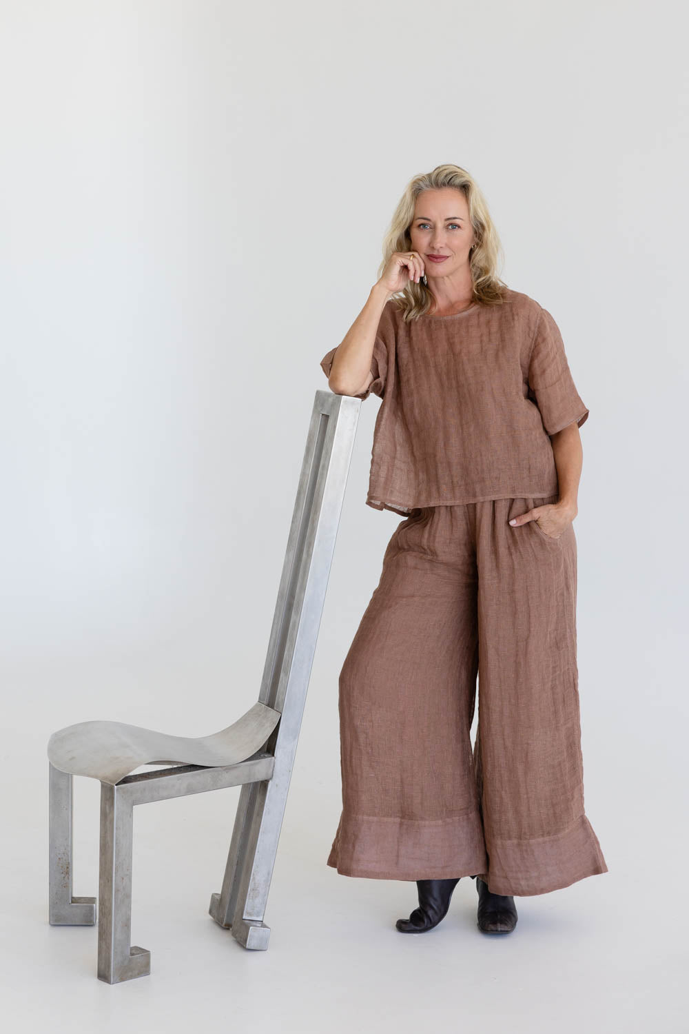 Olivia Linen Top - Clay