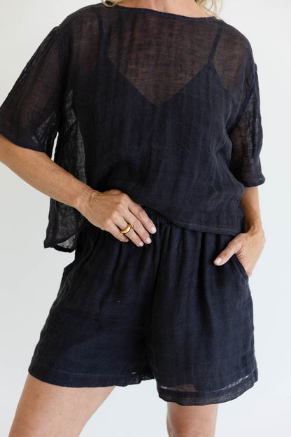 Tallows Linen Shorts - Midnight