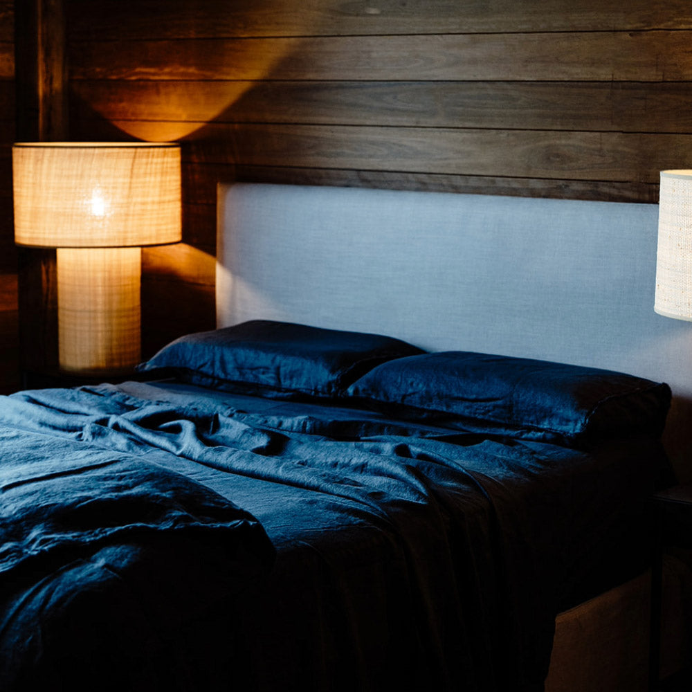 French Linen Fitted Sheet - Midnight