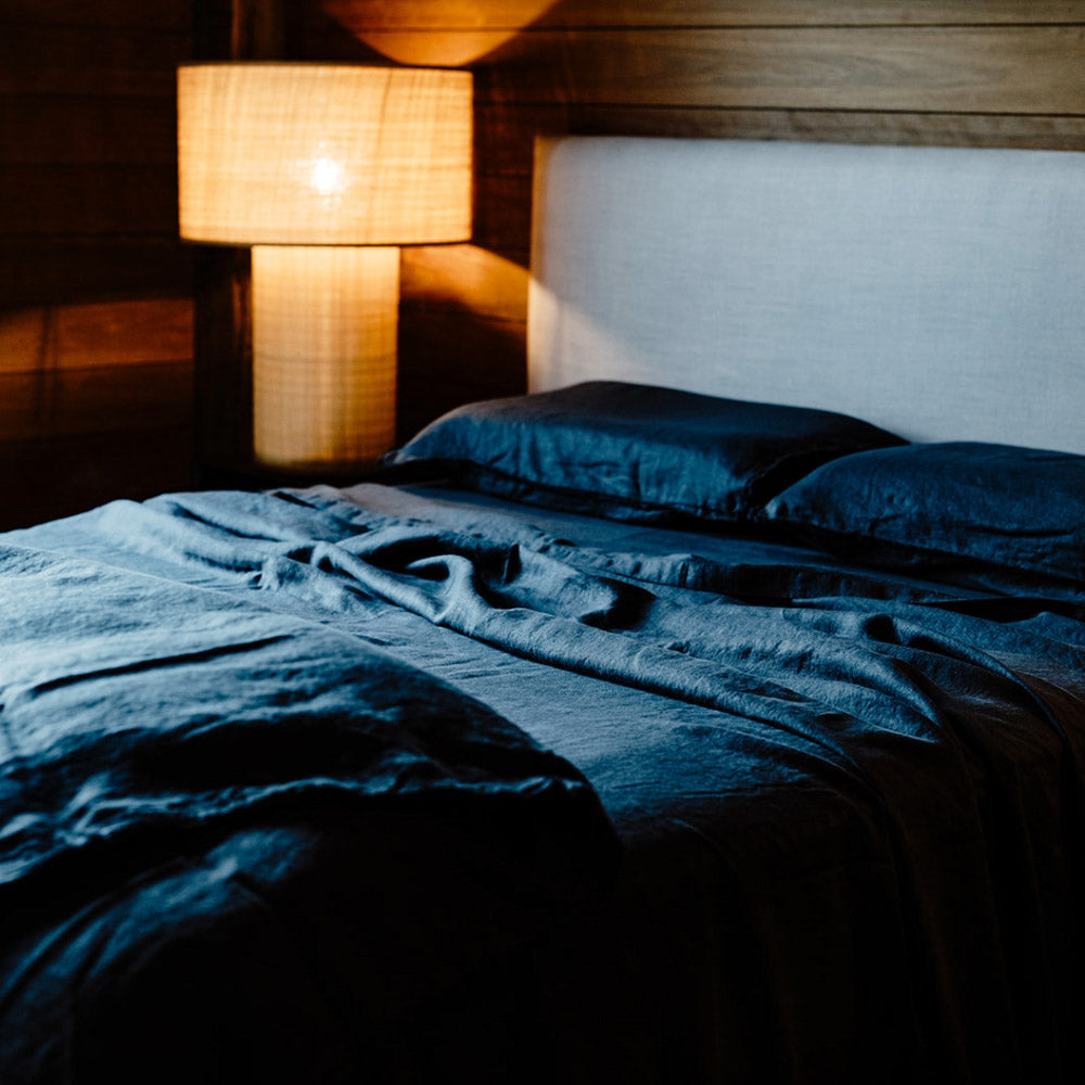 French Linen Fitted Sheet - Midnight