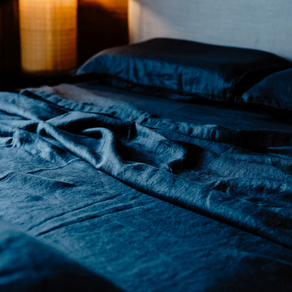French Linen Flat Sheet - Midnight