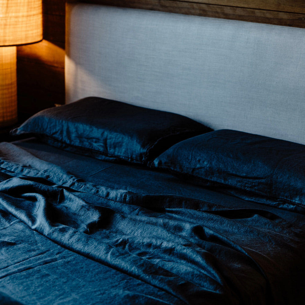 French Linen Pillowcase Set - Midnight