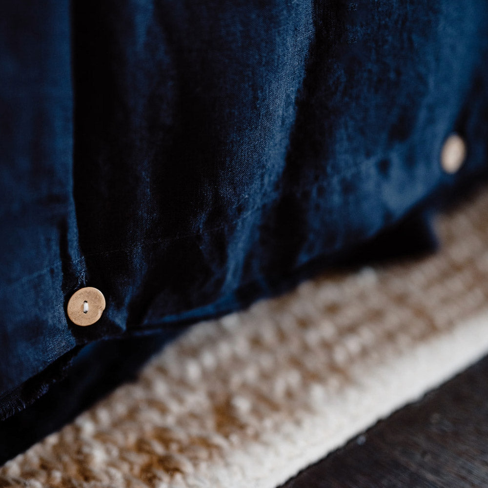 French Linen Duvet Cover w/ Button Closure - Midnight