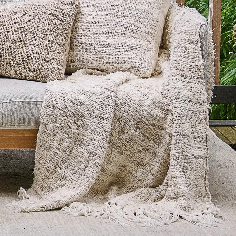 Wabi Throw - 100% Recycled Linen, Ivory