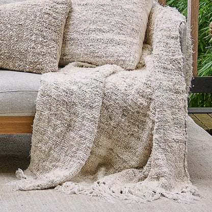 Wabi Throw - 100% Recycled Linen, Ivory