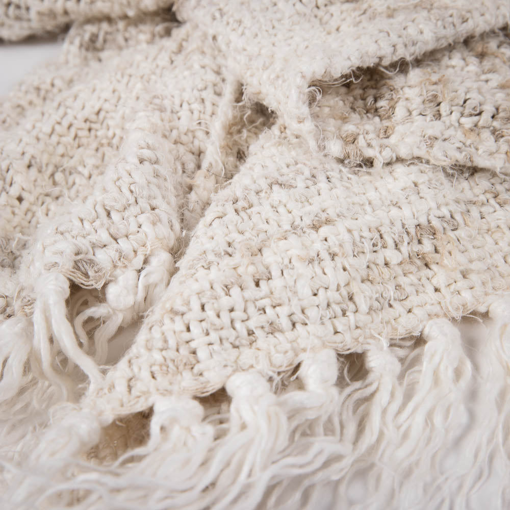 Wabi Throw - 100% Recycled Linen, Ivory