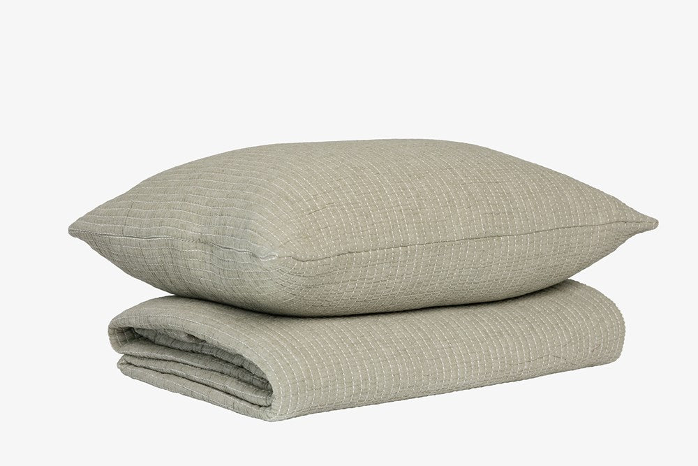 Ease Quilted Bed Cover Set - White/Pistachio