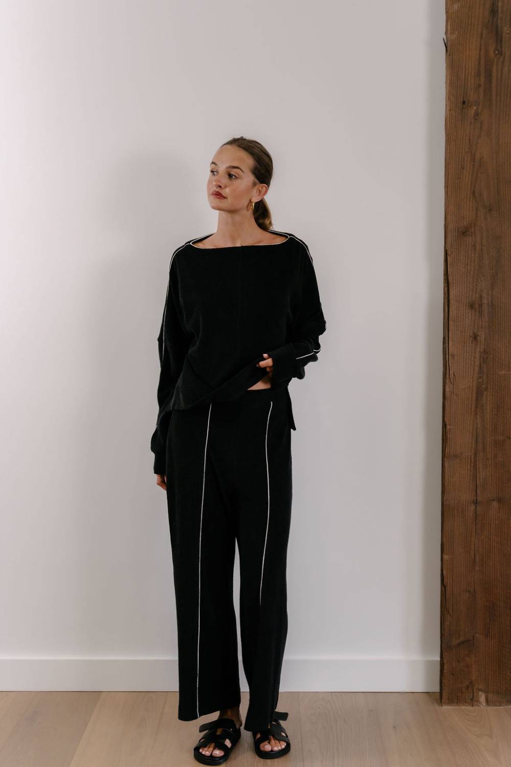 Empire Axis Pants - Black with White Piping