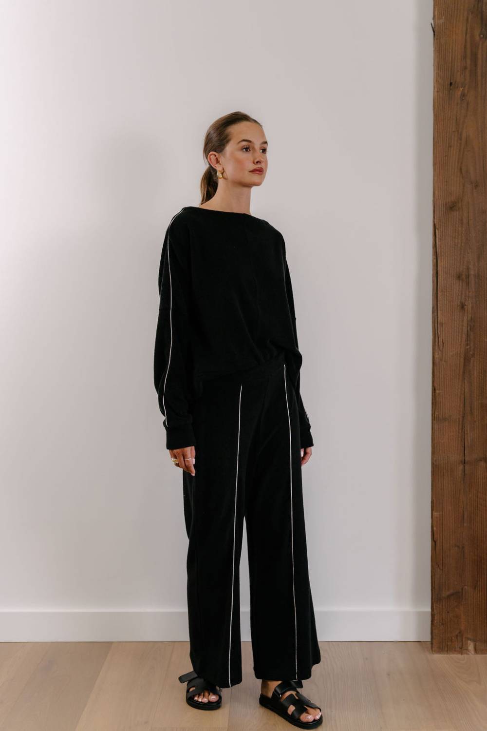 Empire Axis Pants - Black with White Piping