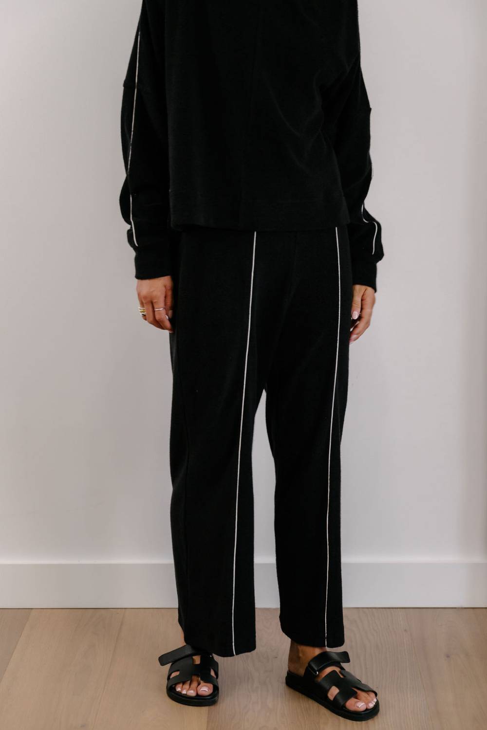 Empire Axis Pants - Black with White Piping