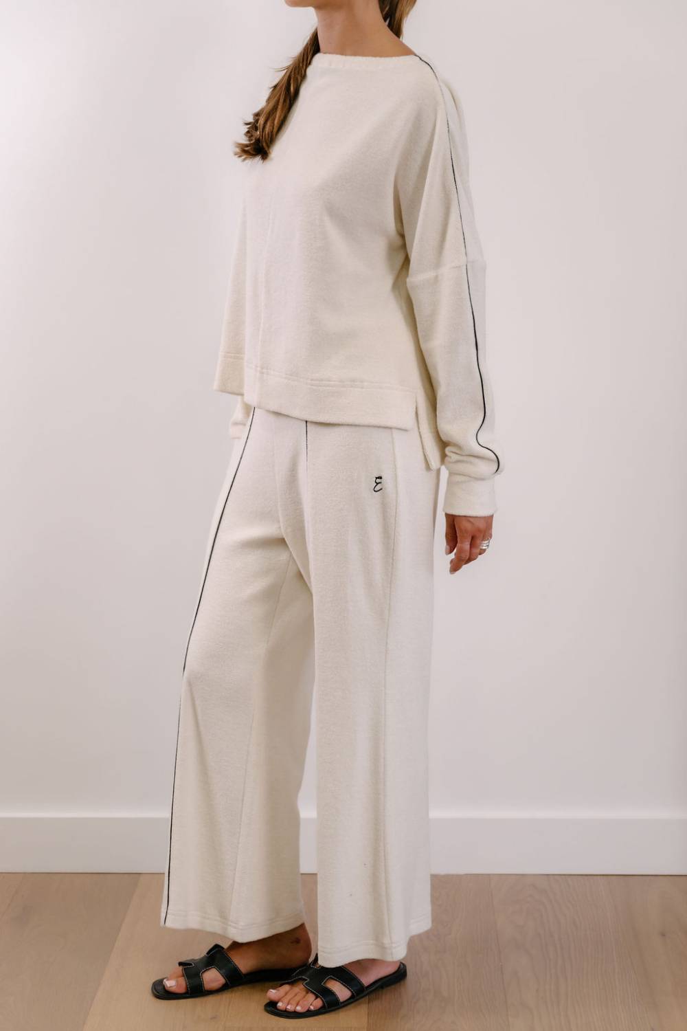 Empire Axis Pants - White with Black Piping