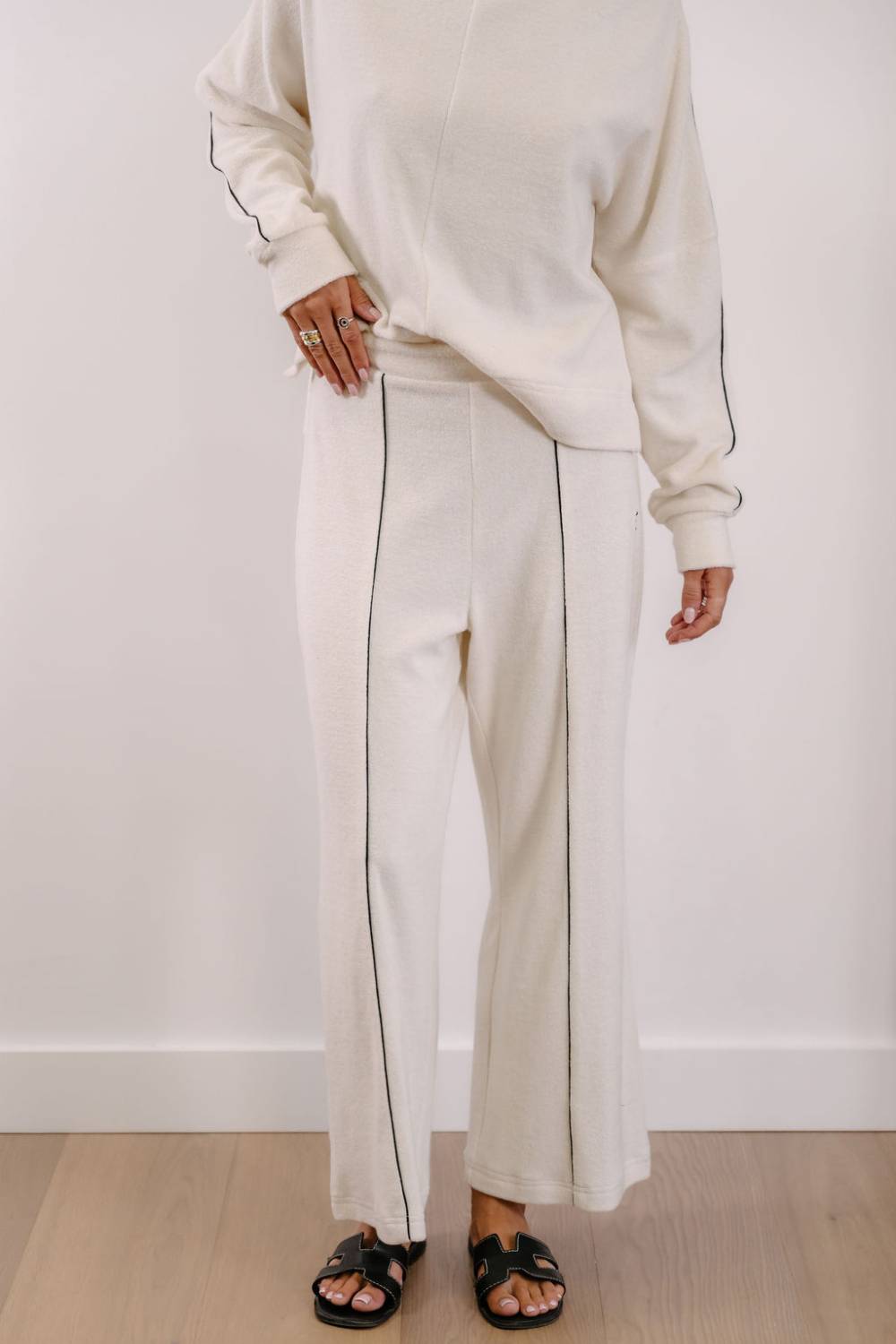 Empire Axis Pants - White with Black Piping