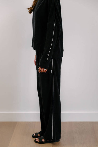 Empire Classic Lounger Pant - Black with White Piping