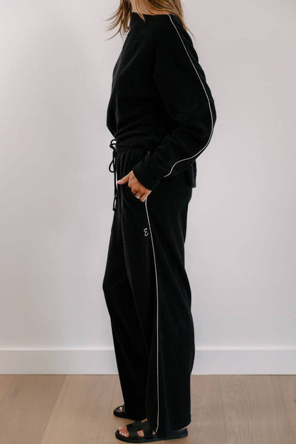 Empire Classic Lounger Pant - Black with White Piping