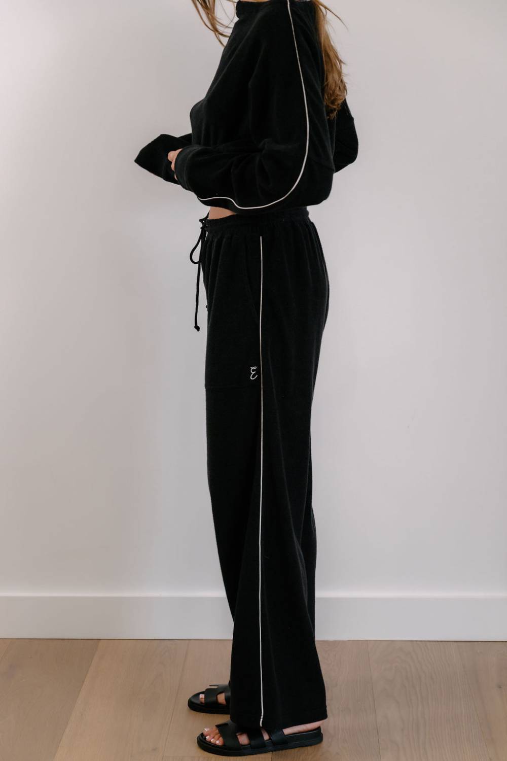 Empire Classic Lounger Pant - Black with White Piping