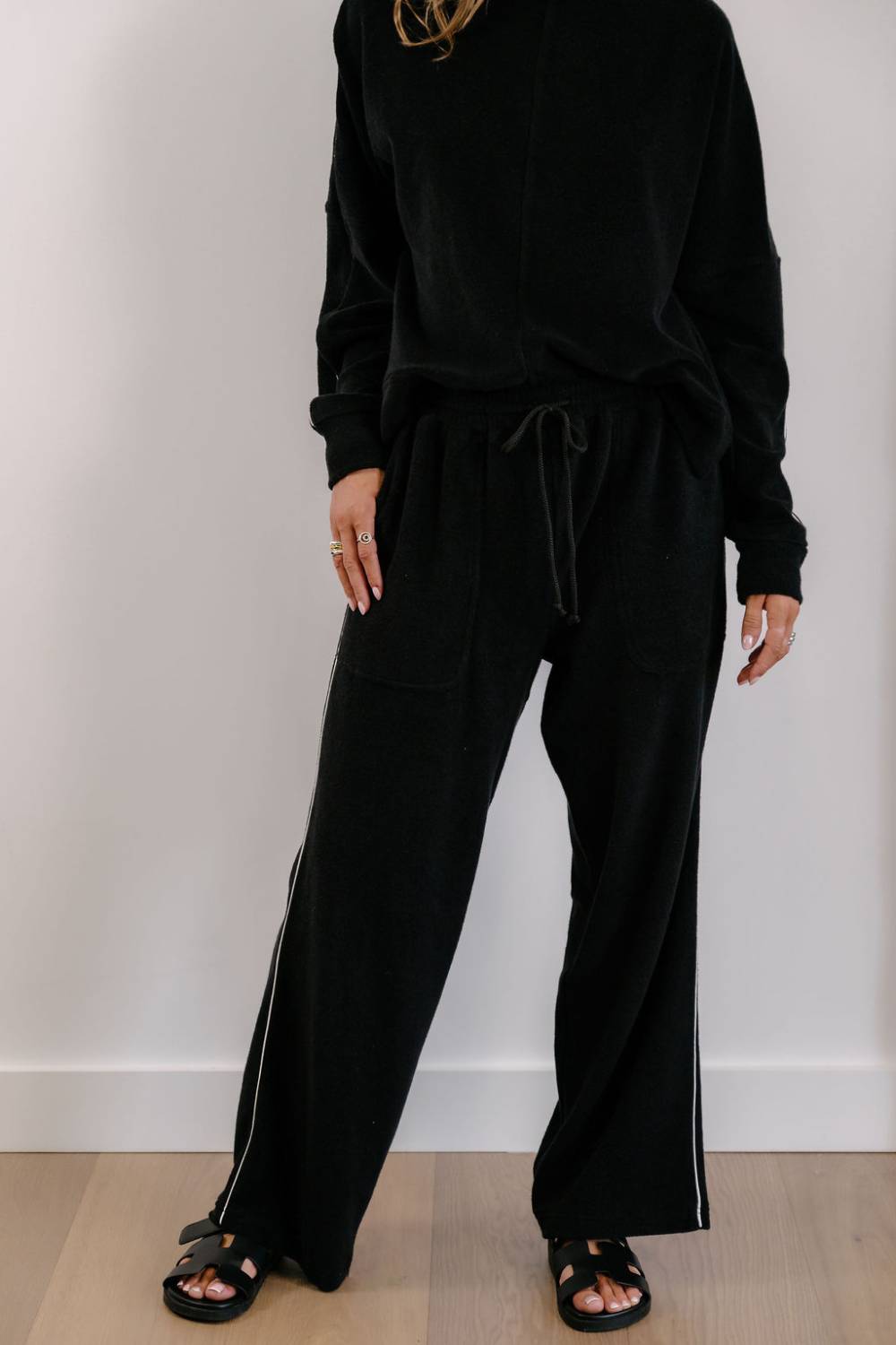 Empire Classic Lounger Pant - Black with White Piping