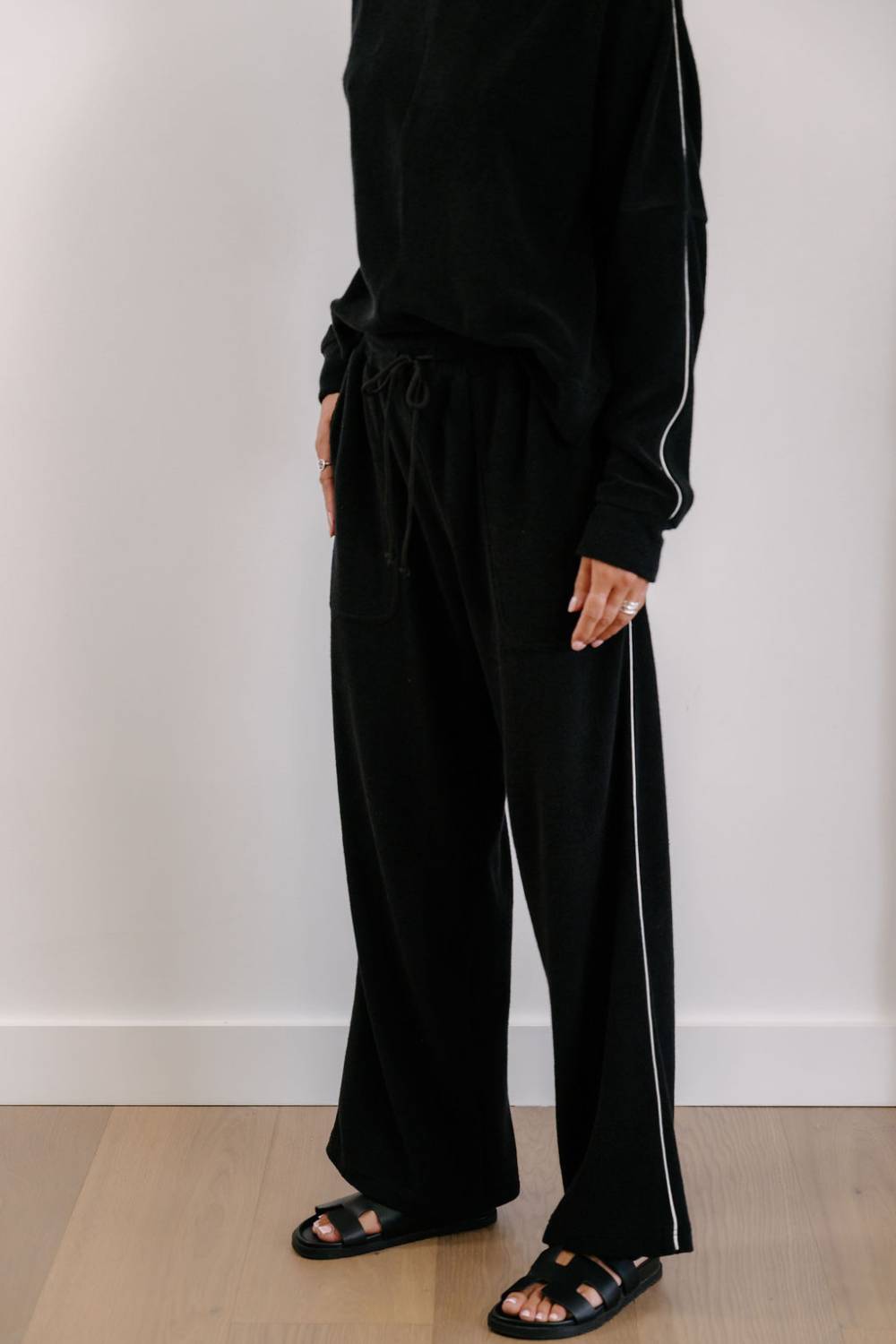 Empire Classic Lounger Pant - Black with White Piping