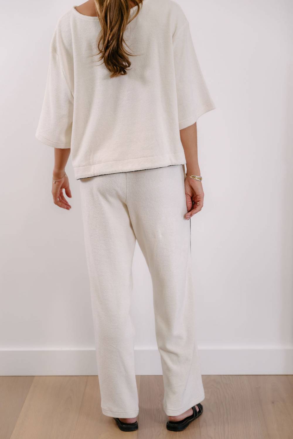 Empire Classic Lounger Pant - White with Black Piping