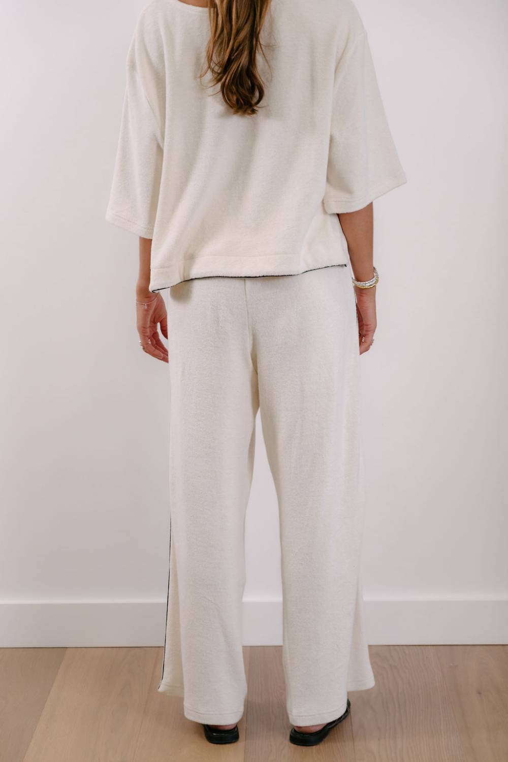 Empire Classic Lounger Pant - White with Black Piping