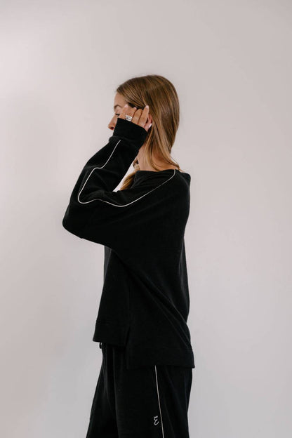 Empire Elevated Crew - Black with White Piping