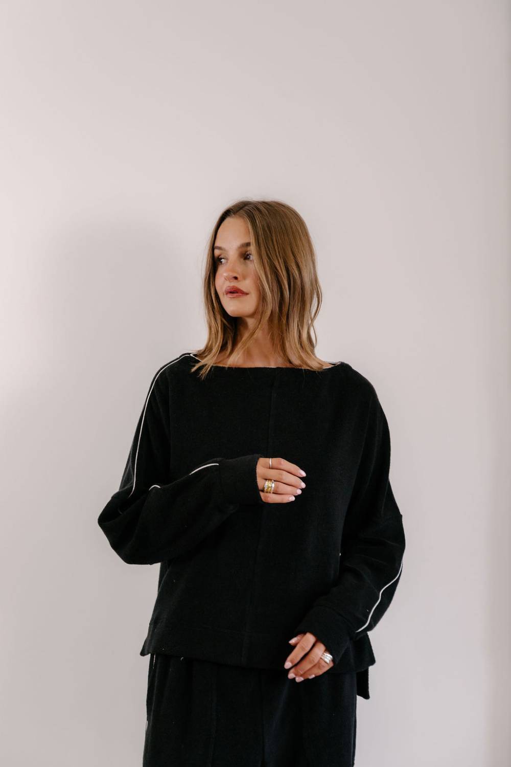 Empire Elevated Crew - Black with White Piping