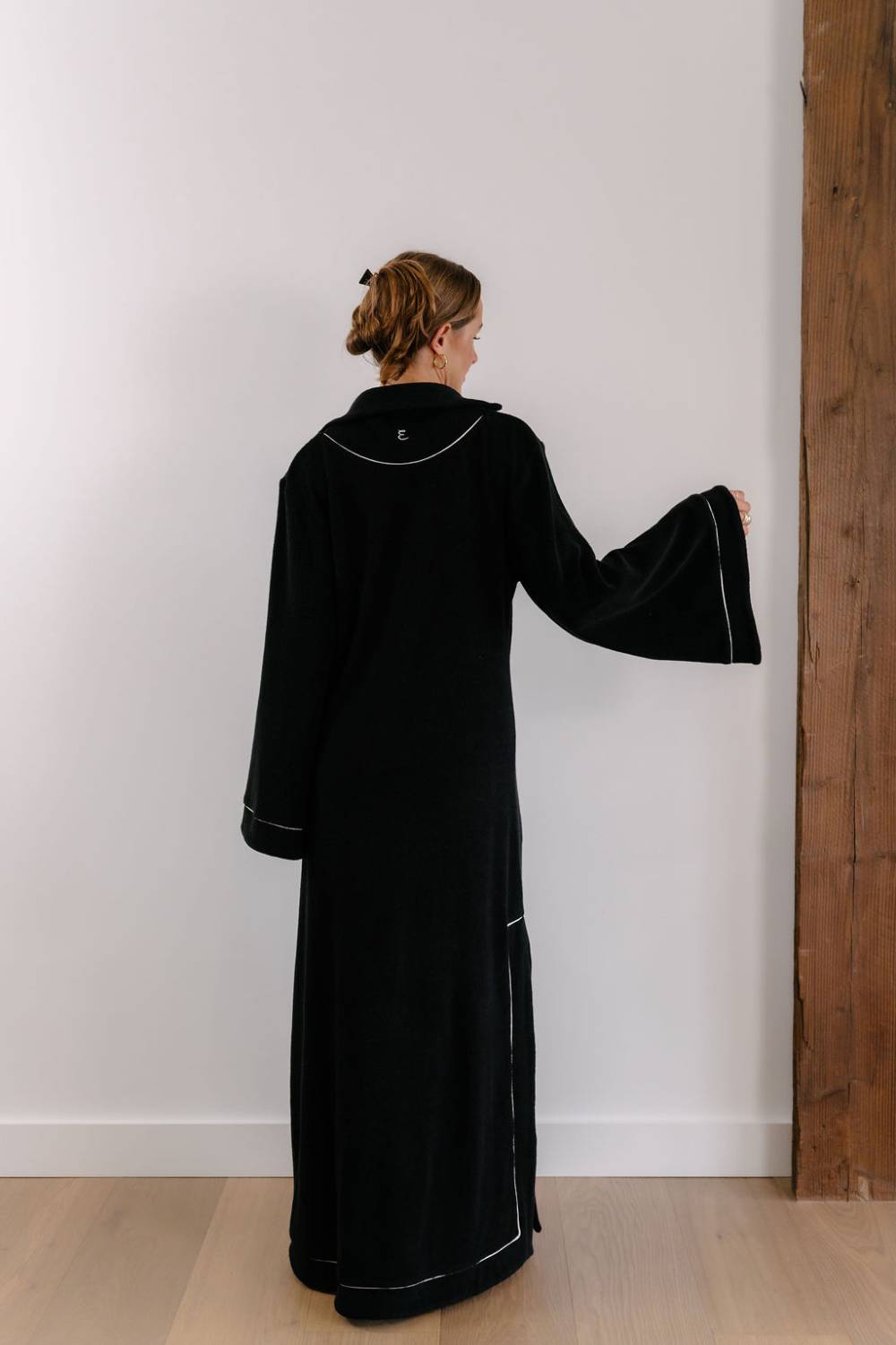 Empire State-Ment Kaftan - Black with White Piping
