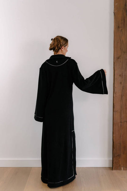 Empire State-Ment Kaftan - Black with White Piping