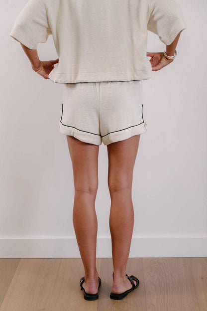 Empire Statement Shorts - White with Black Piping