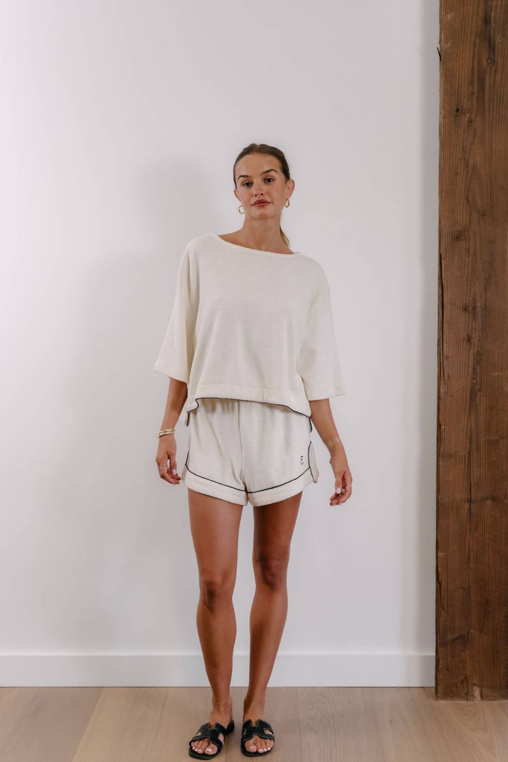 Empire Statement Shorts - White with Black Piping