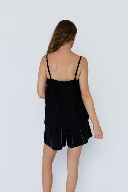 Fundamental Linen Cami - Black 