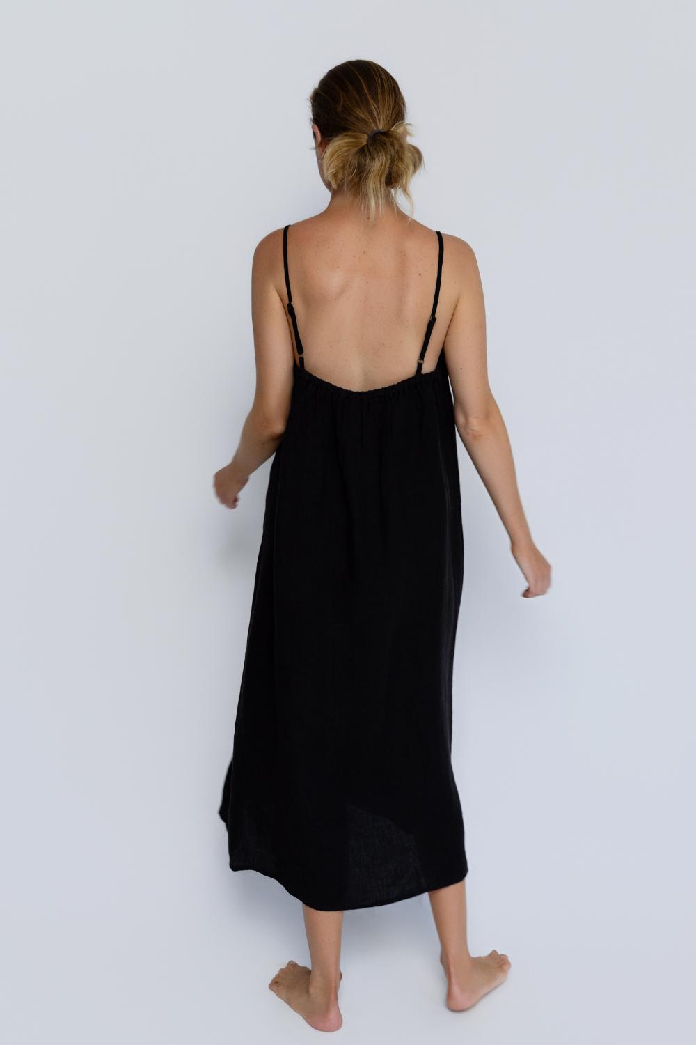 Fundamental Linen Midi - Black
