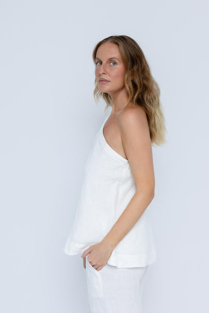 Fundamental Linen One Shoulder Top - Off White