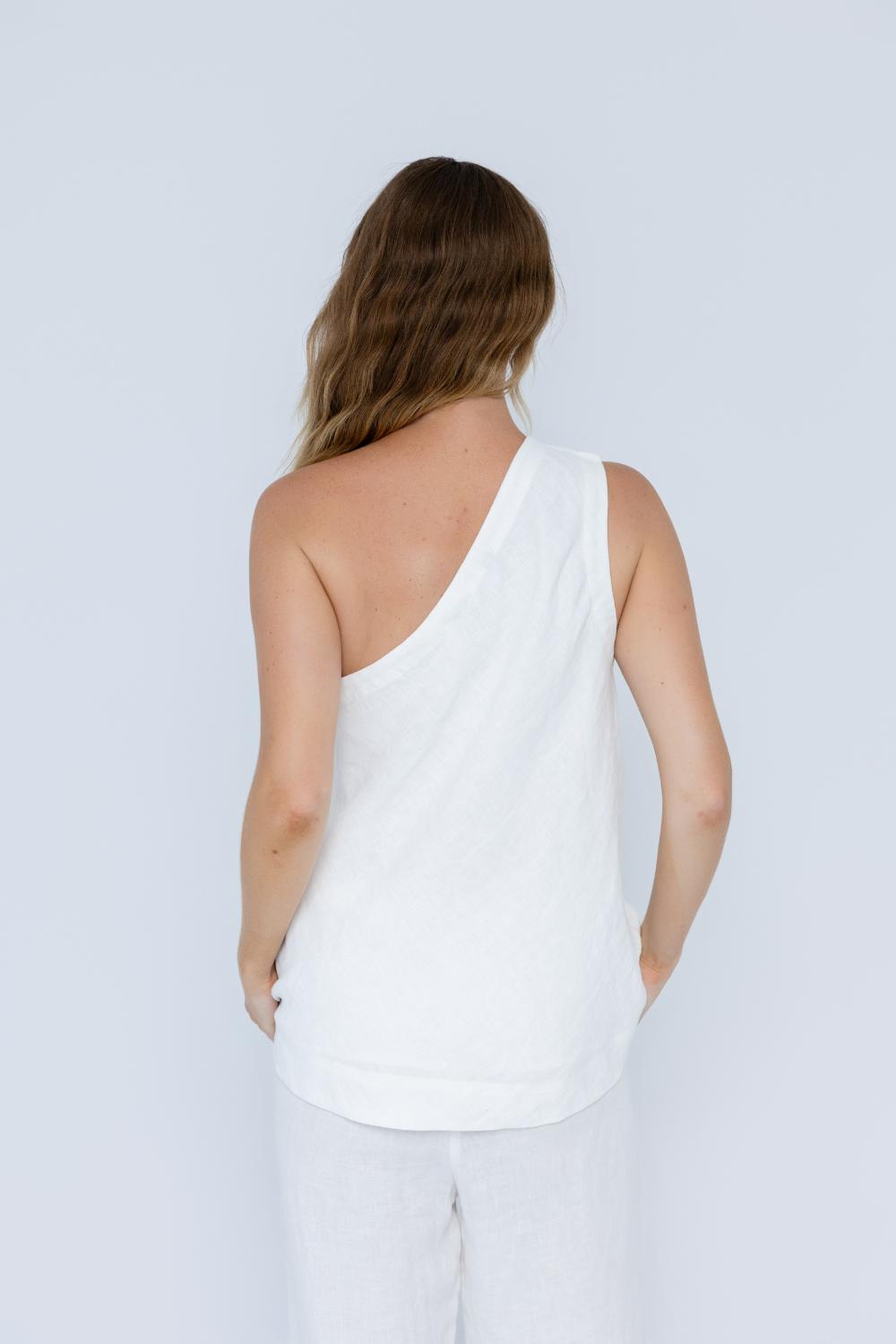 Fundamental Linen One Shoulder Top - Off White