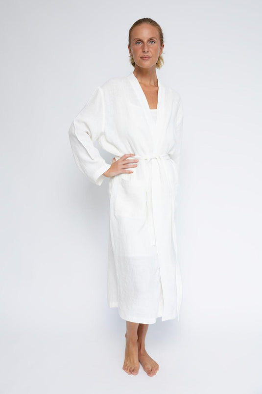 Fundamental Linen Robe - Off White – Eadie Lifestyle