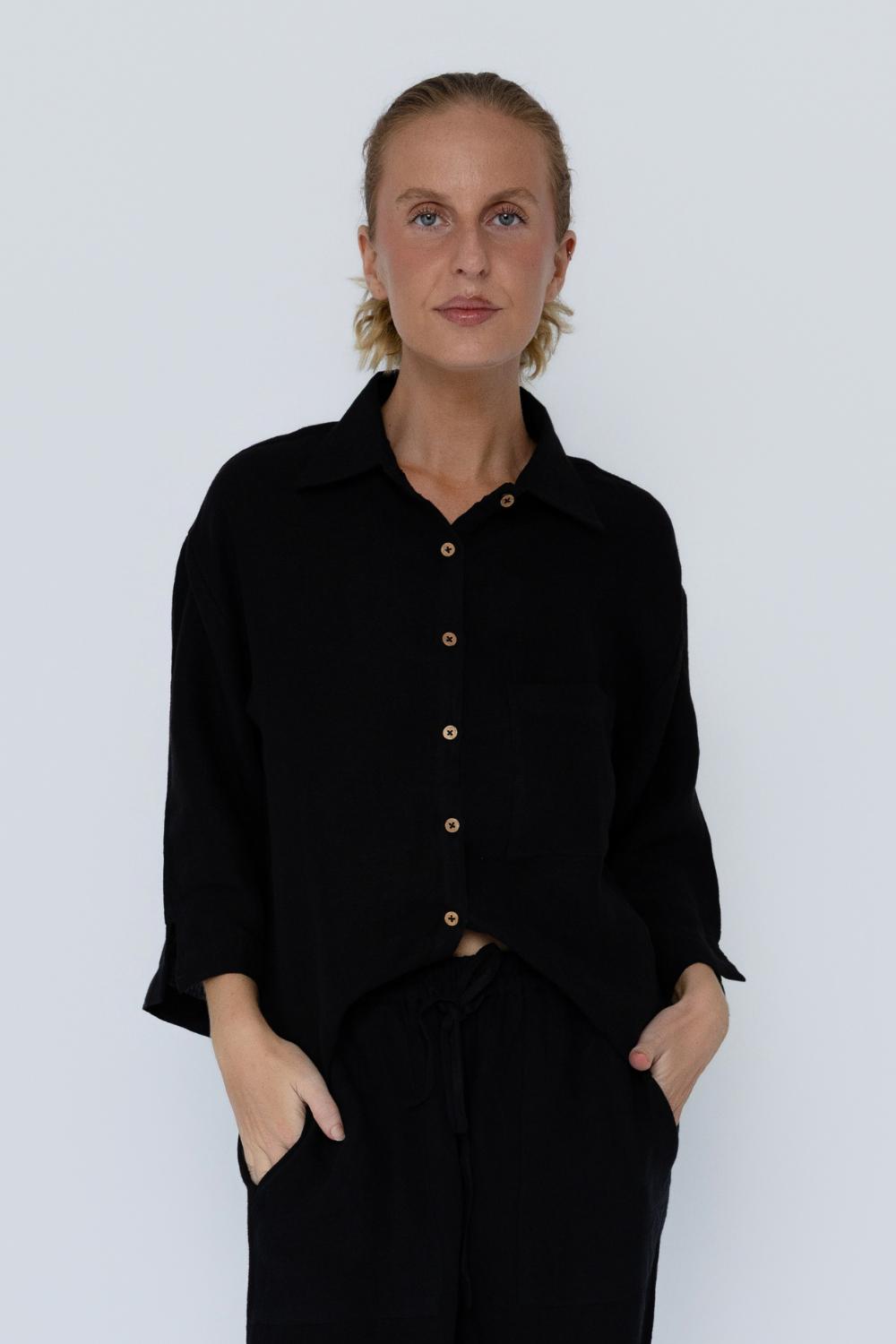 Fundamental Linen Shirt - Black 
