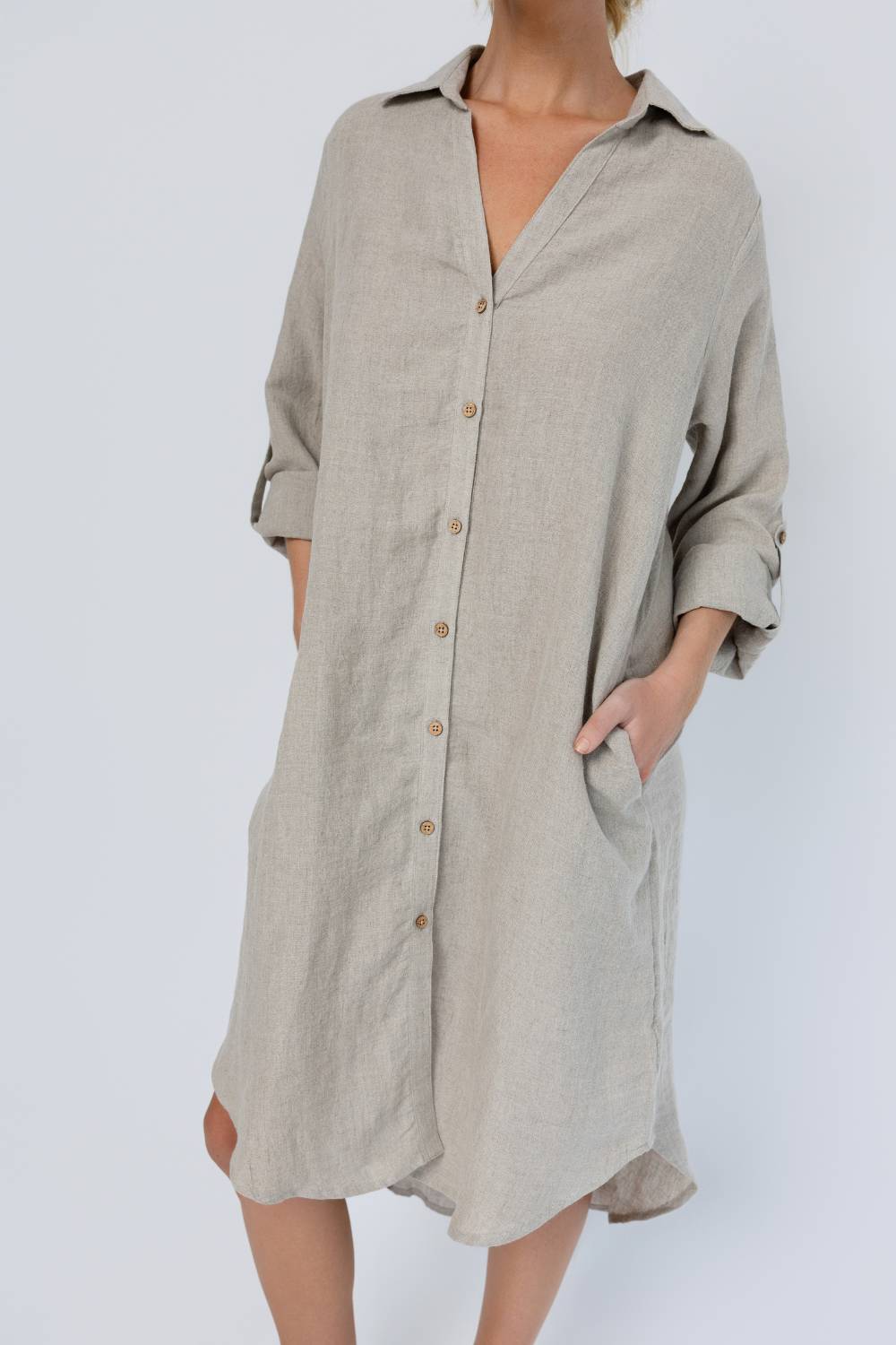 Fundamental Linen Shirt Dress - Natural