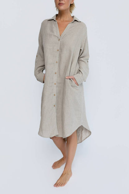 Fundamental Linen Shirt Dress - Natural