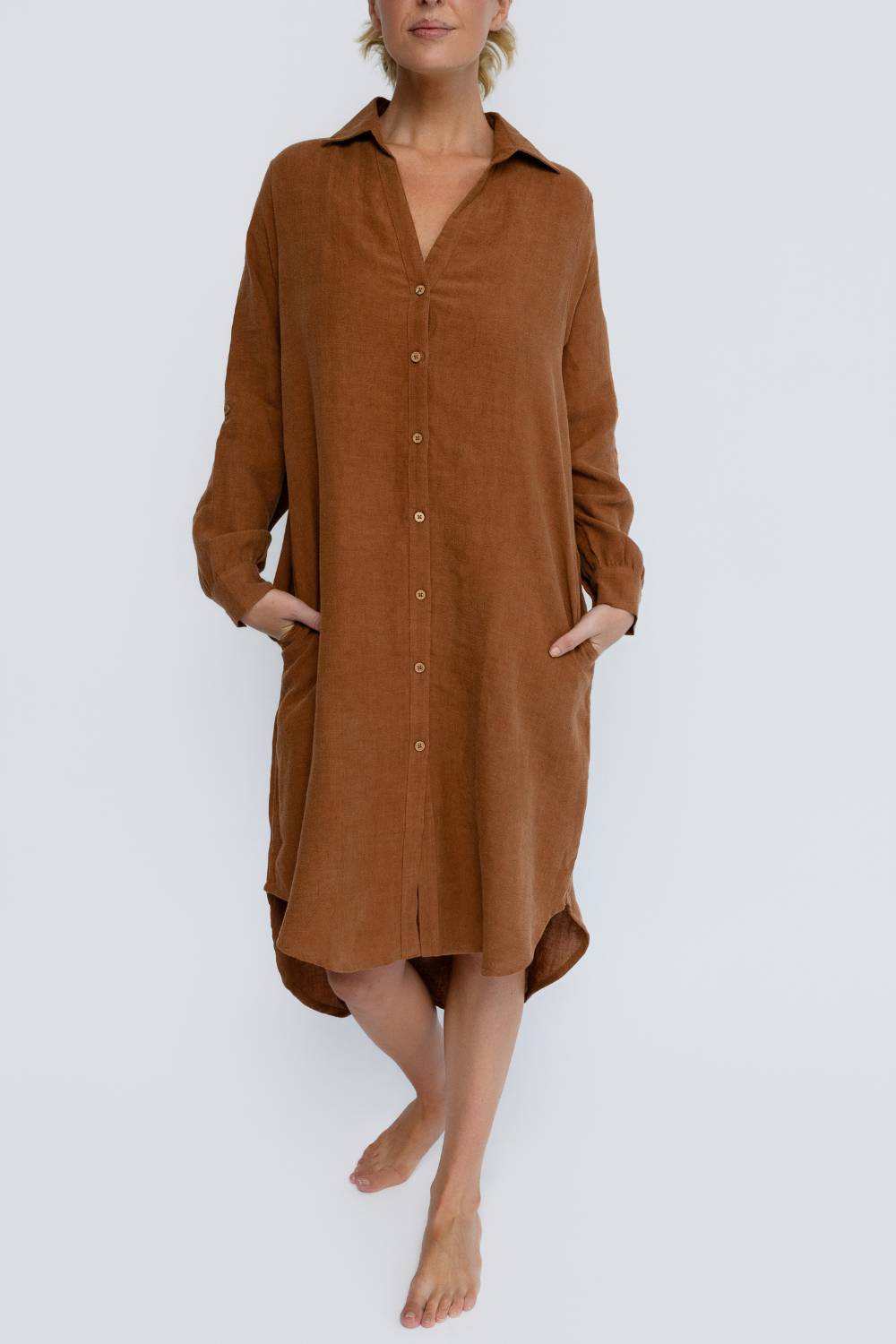 Fundamental Linen Shirt Dress - Nutmeg