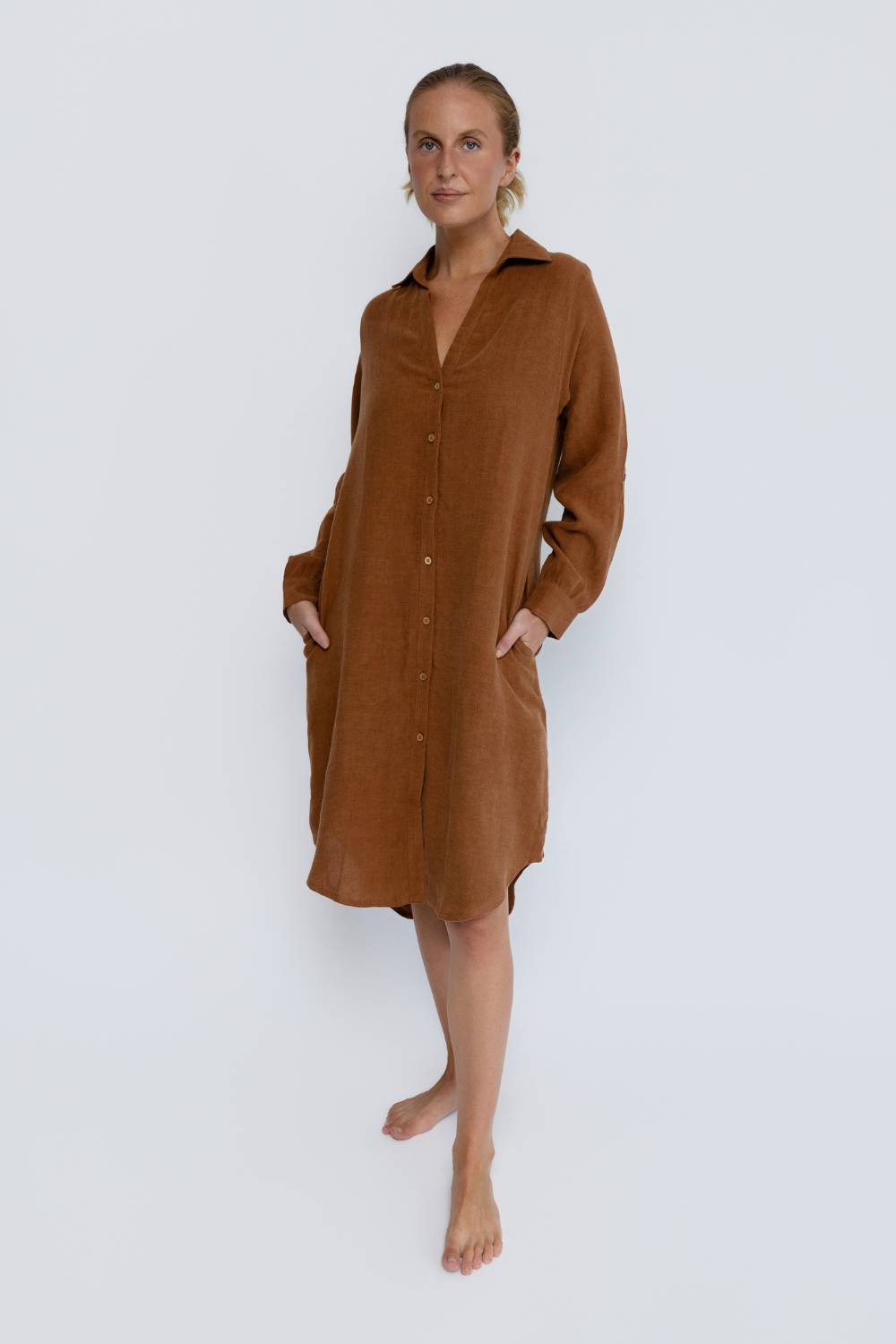 Fundamental Linen Shirt Dress - Nutmeg
