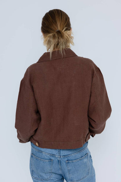Lynlas Linen Jacket - Chocolate