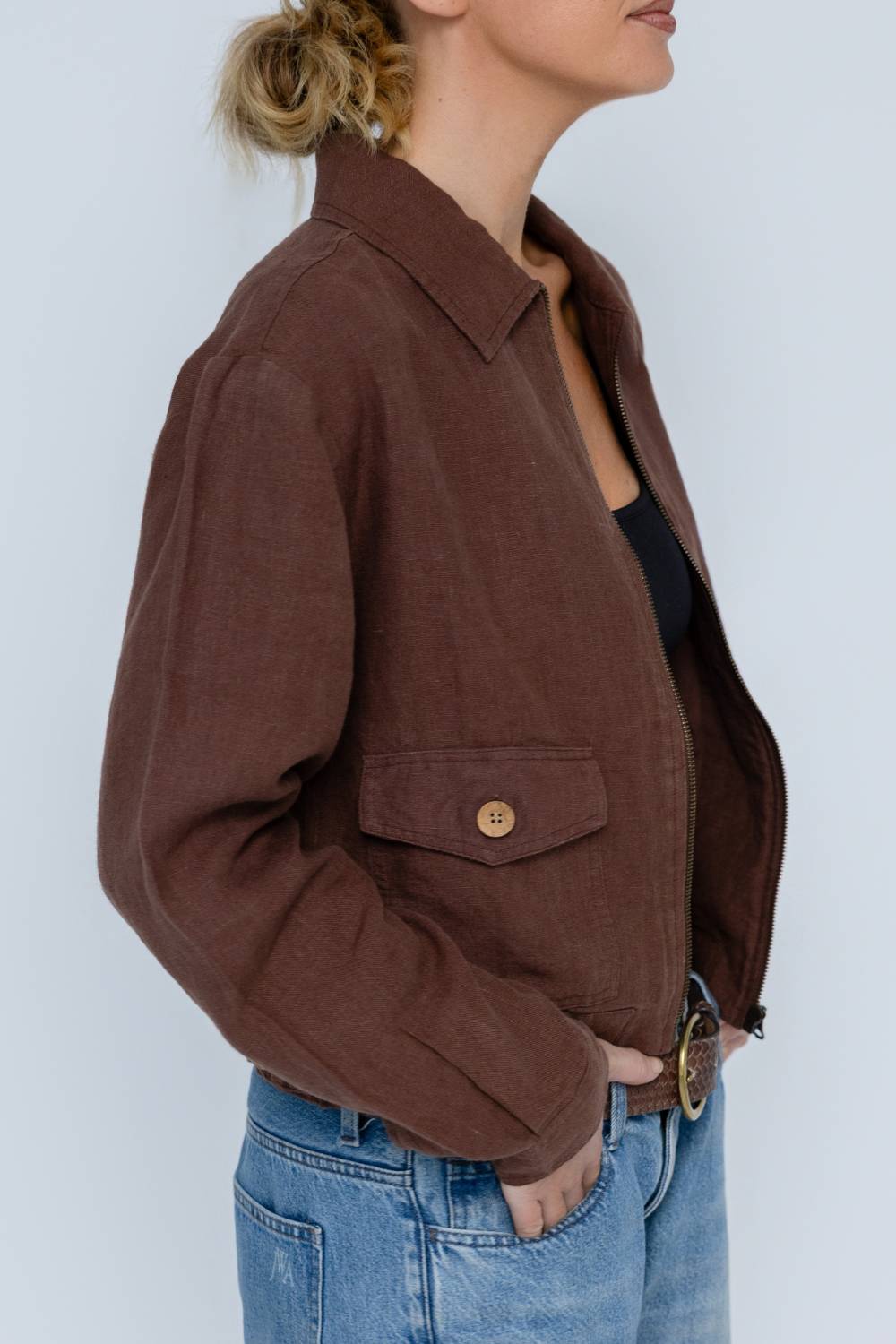 Lynlas Linen Jacket - Chocolate