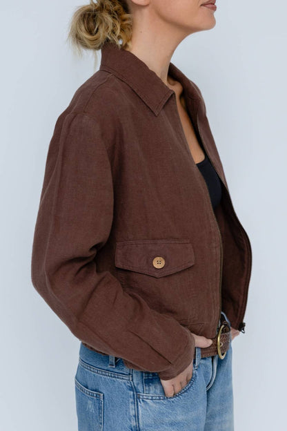 Lynlas Linen Jacket - Chocolate