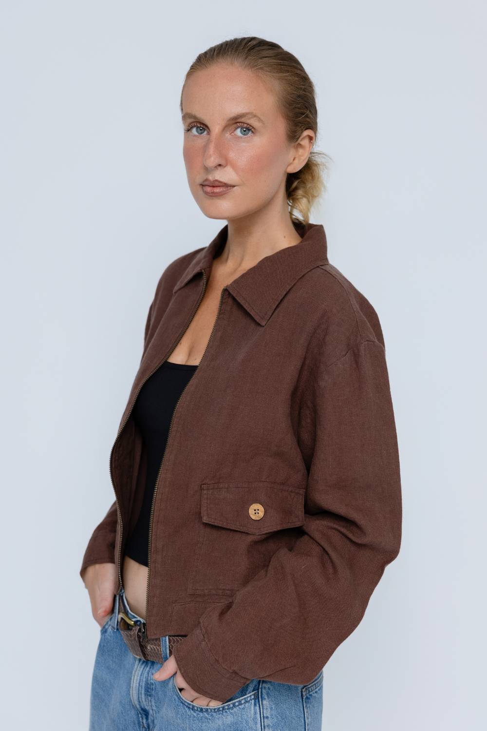 Lynlas Linen Jacket - Chocolate