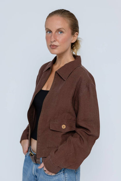 Lynlas Linen Jacket - Chocolate