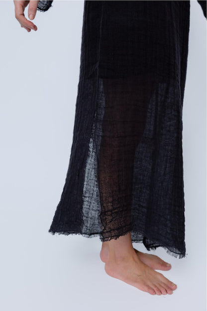 Luxe Malle Linen Dress - Midnight