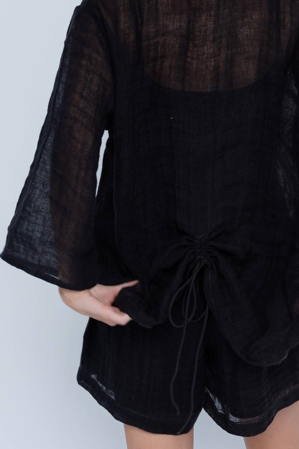 Margot Reversible Linen Top - Black